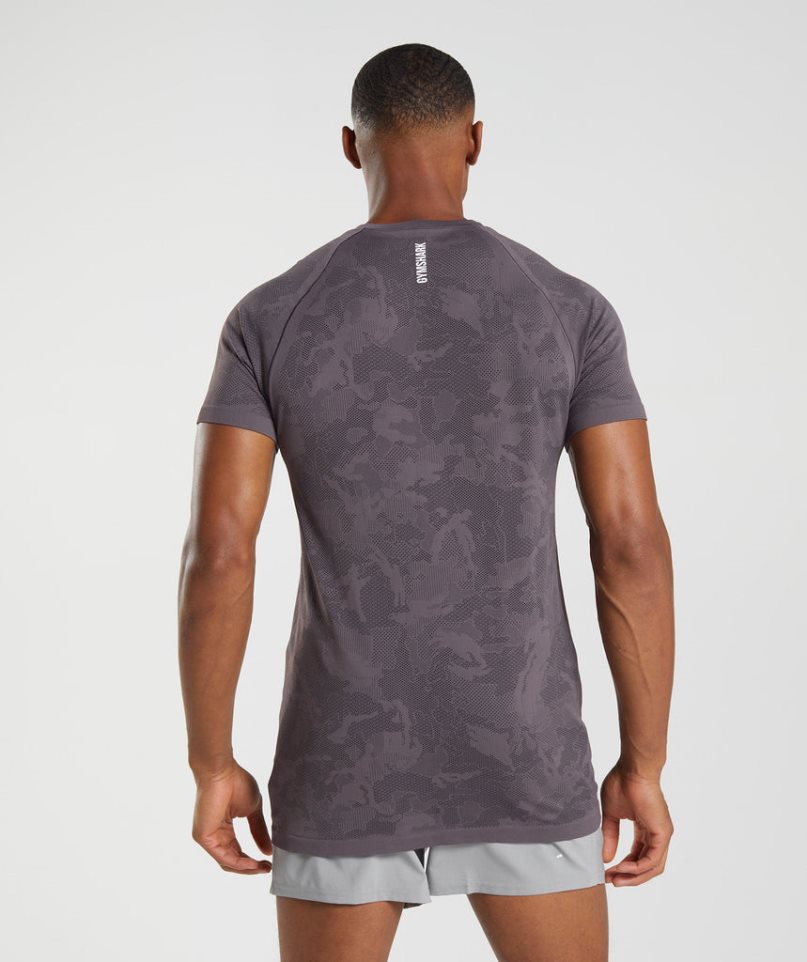 Men's Gymshark Geo Seamless T-Shirts Purple | CA 31ND76